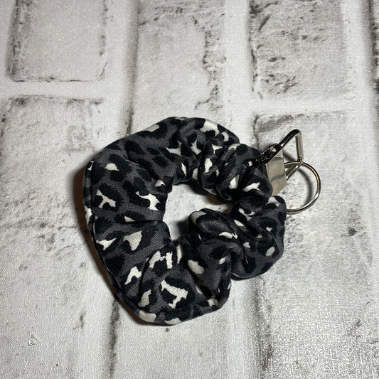 Grey cheetah scrunchie keychains