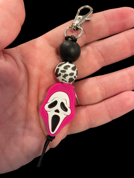 Pink ghostface keychain