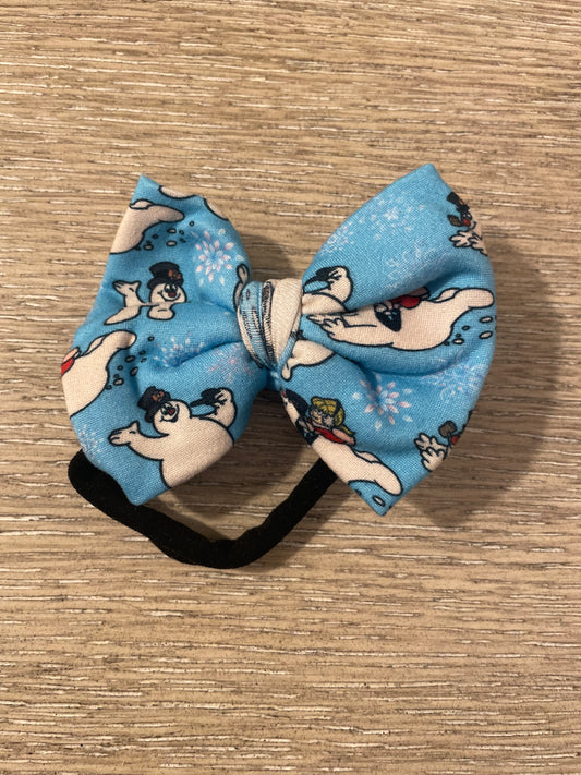 Blue snowman nylon bow