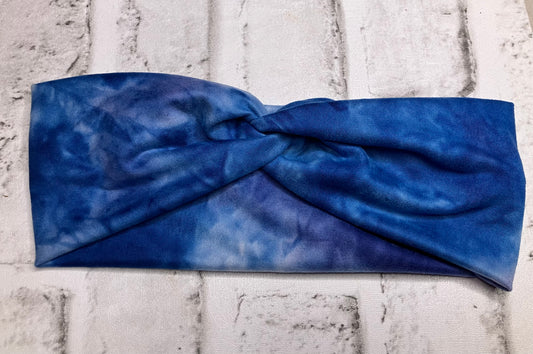 Blue tie dye adult headbands
