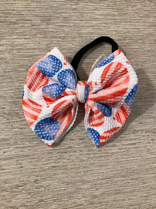 Patriotic hearts nylon bows
