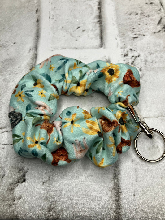 Farm animals scrunchie keychains