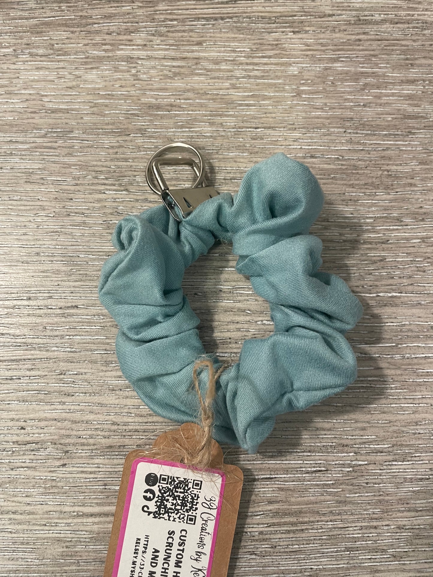 Dusty blue scrunchie keychains