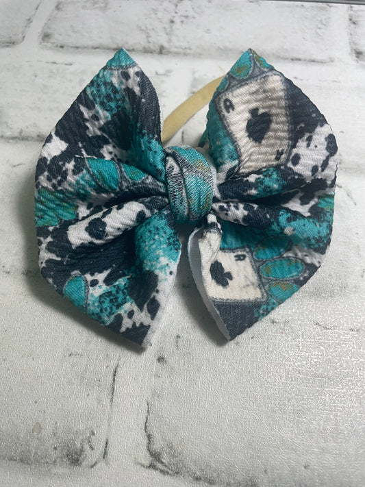 8 ball cow print nylon bow🧡