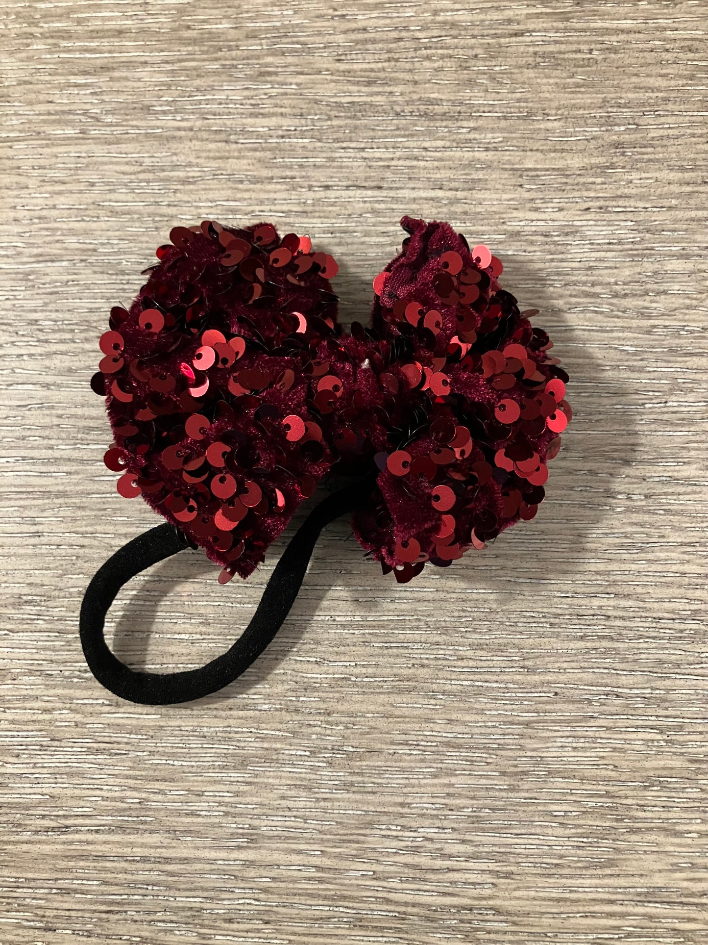 Burgundy sequin nylon bows