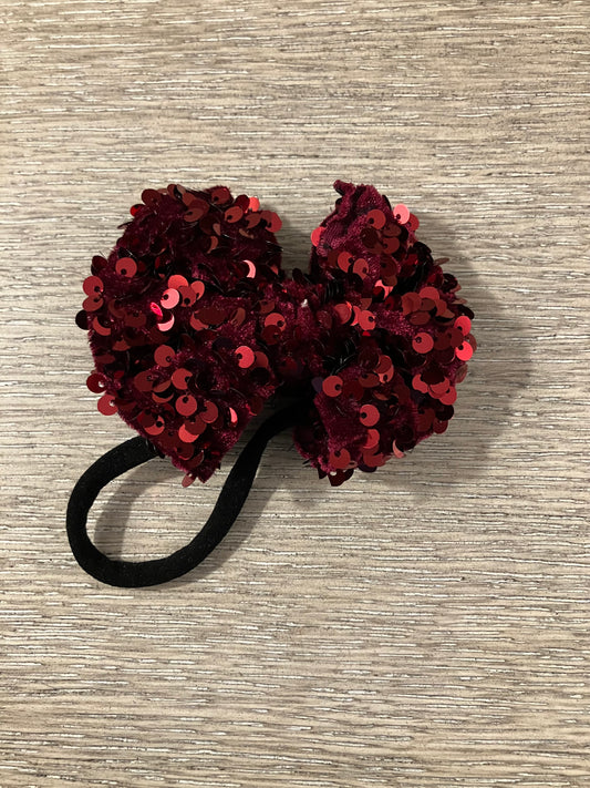 Burgundy sequin nylon bows