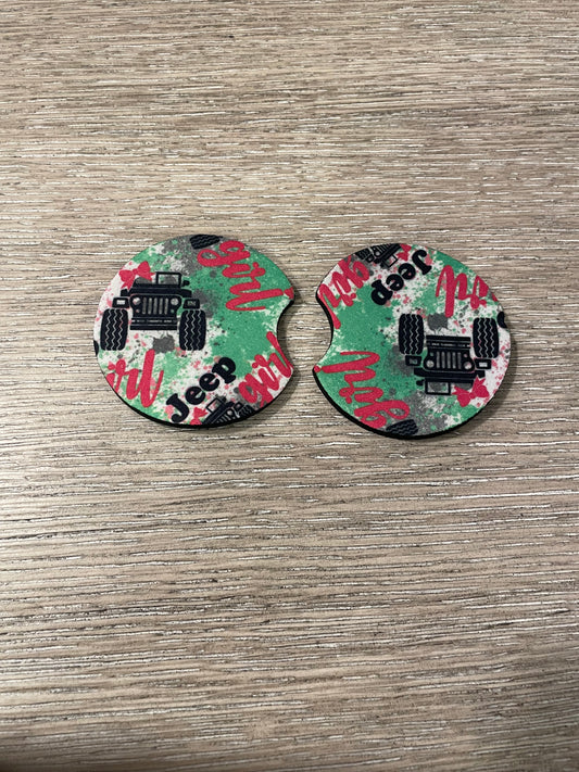 Off road girl car coasters