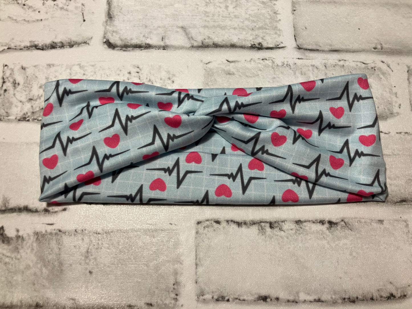 Blue heartbeat child headbands
