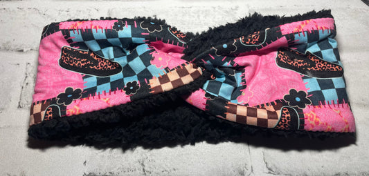 Leopard shoe patchwork child ear warmer💜!