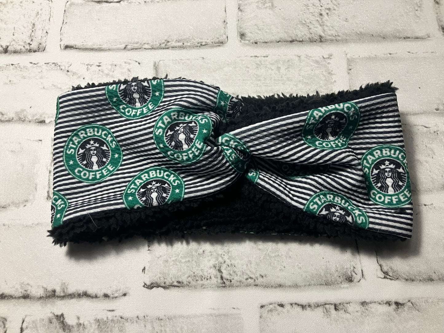 Coffee stripes child ear warmers