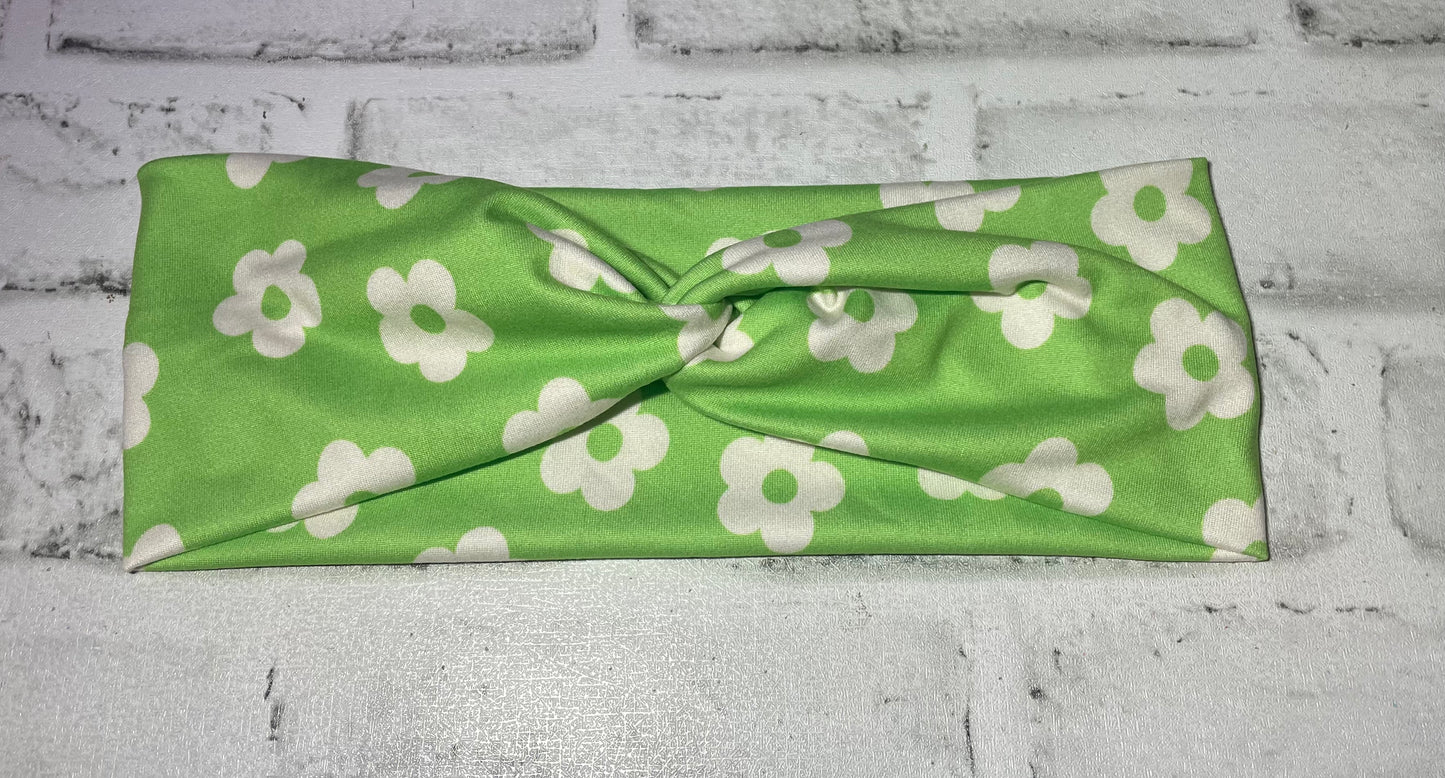 Lime green flower headbands child