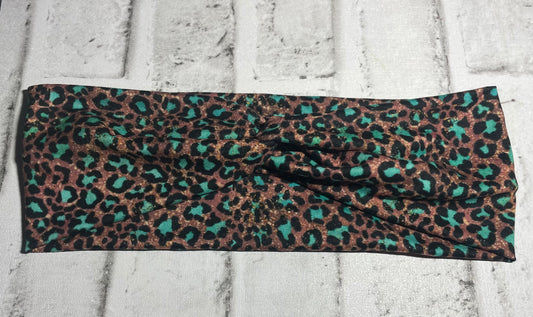 Turquoise glitter leopard headbands adult