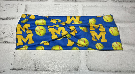 Mitchell softball child headbands💛