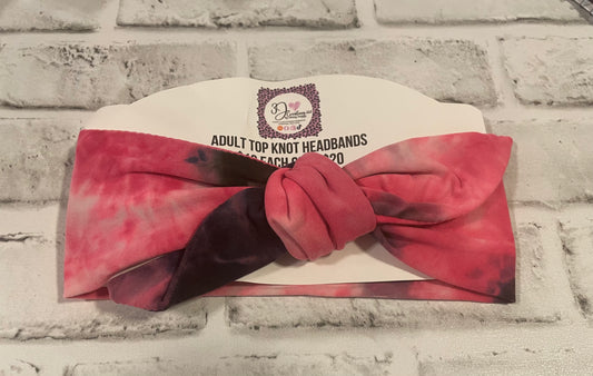 Pink navy tie dye adult tie headbands