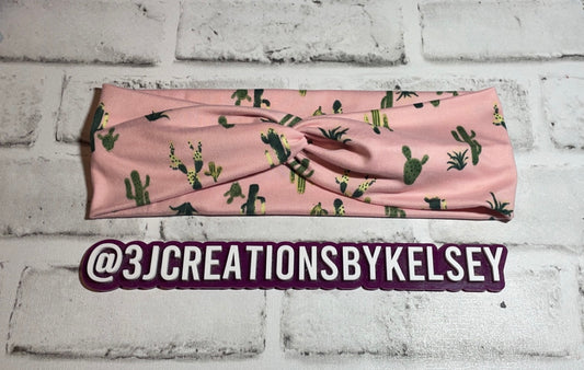 Pink cactus headbands adult