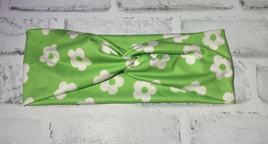 Lime green flower headband adult