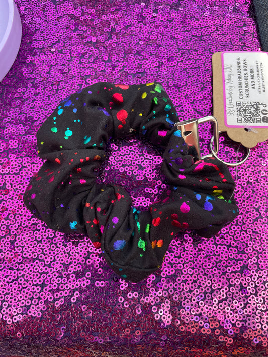 Rainbow dots scrunchie keychains