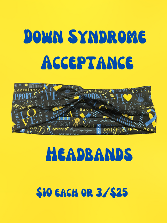 Down syndrome acceptance child headbands
