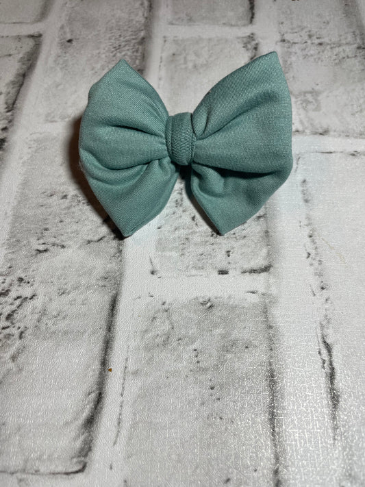 Light dusty blue/green clip bow