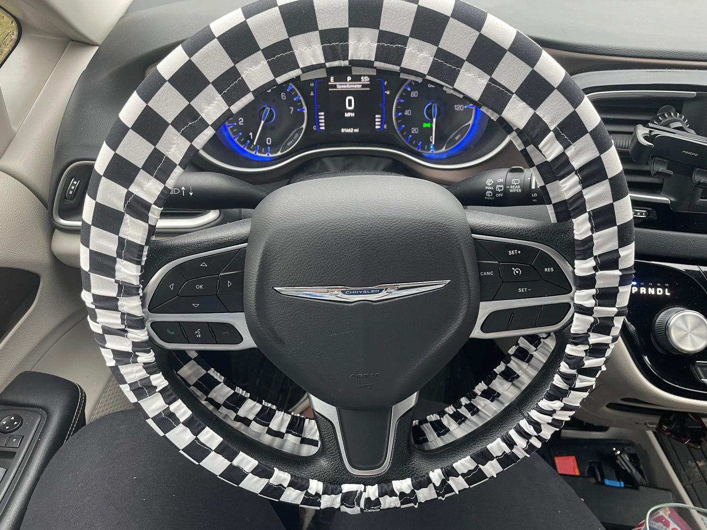 Checkered steering wheel cover