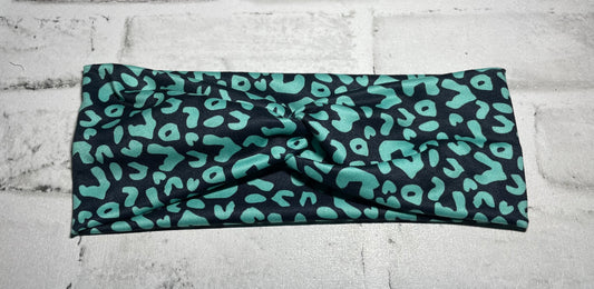 Teal leopard child headbands💚