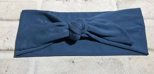 Denim blue child top knot headbands