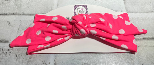 pink polka dots child top knot headbands