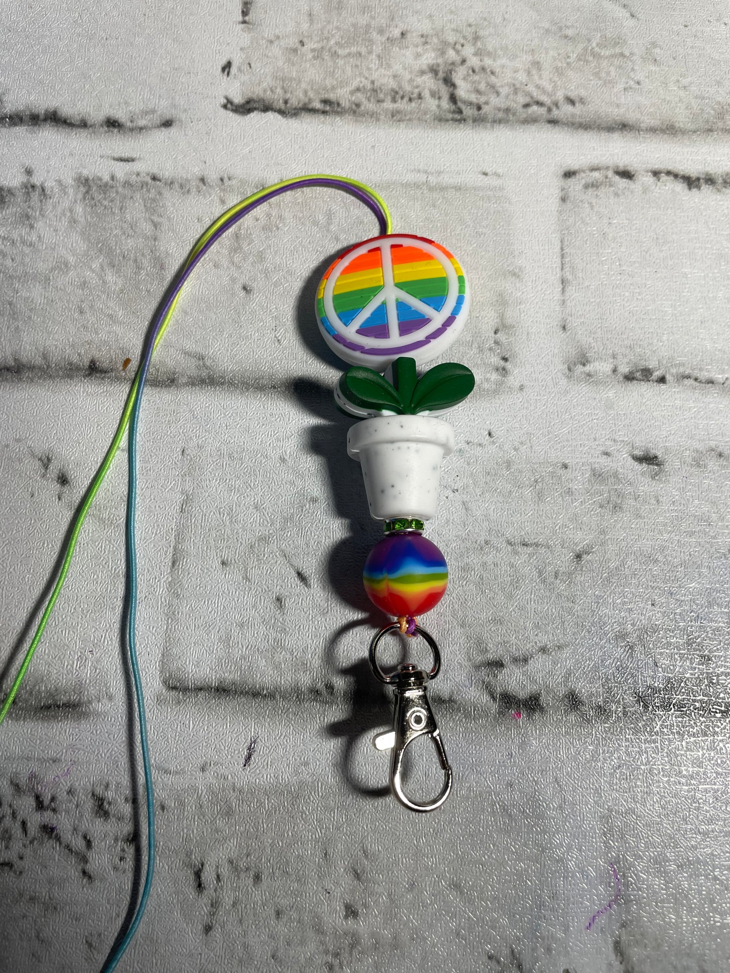 Peace sign potted plant rainbow car freshie holder