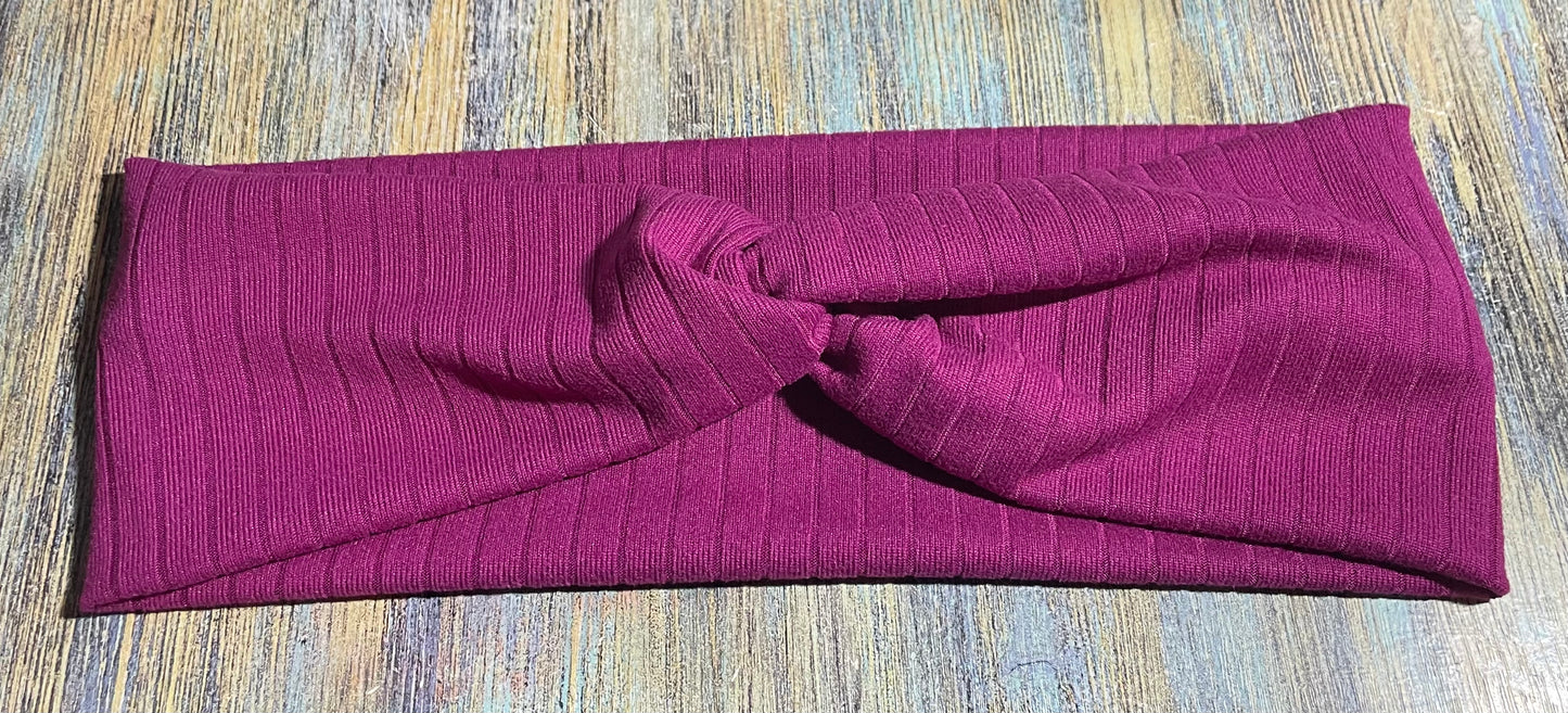 Deep magenta ribbed headbands (child)