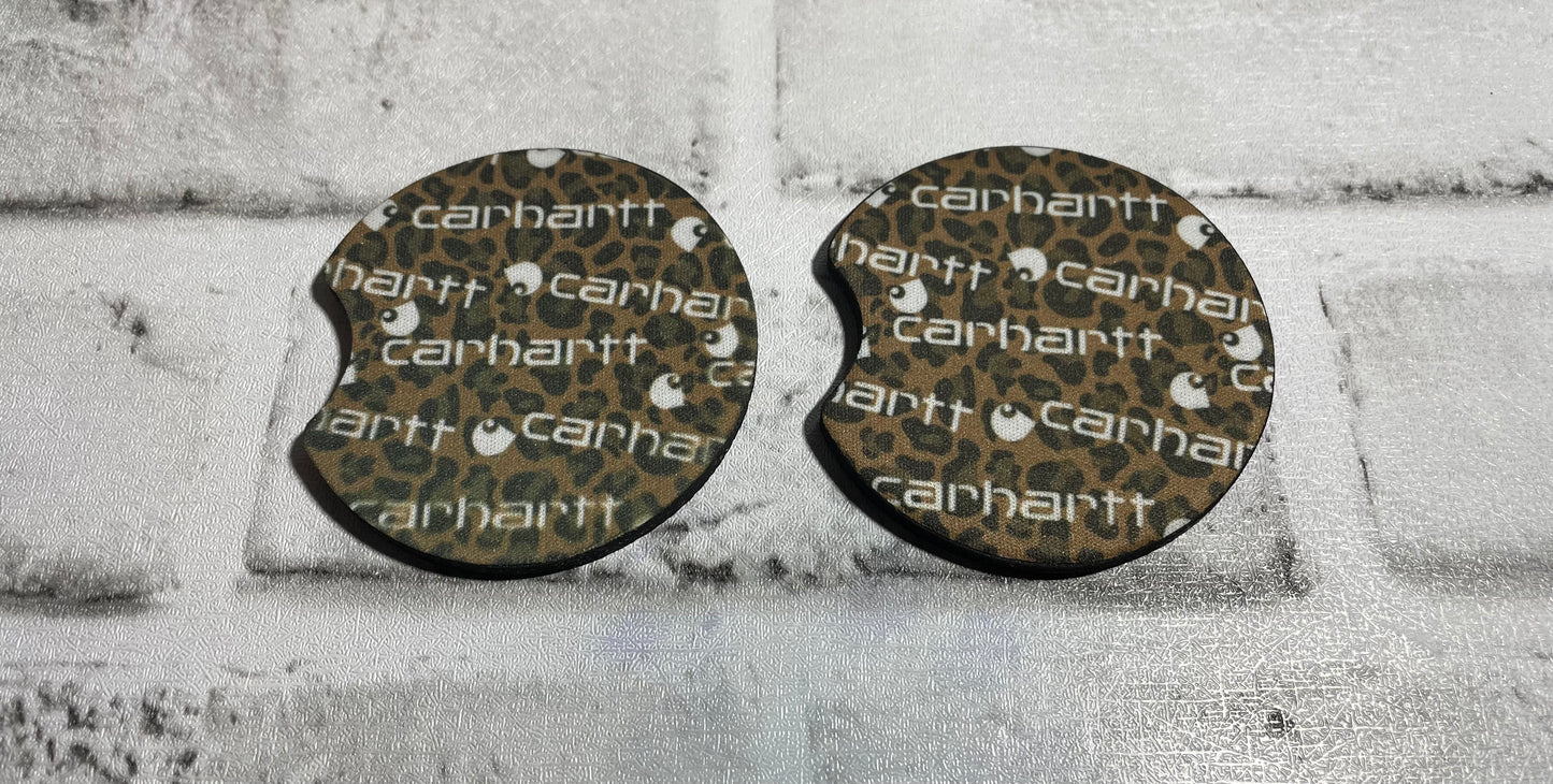 Cheetah workwear car coasters