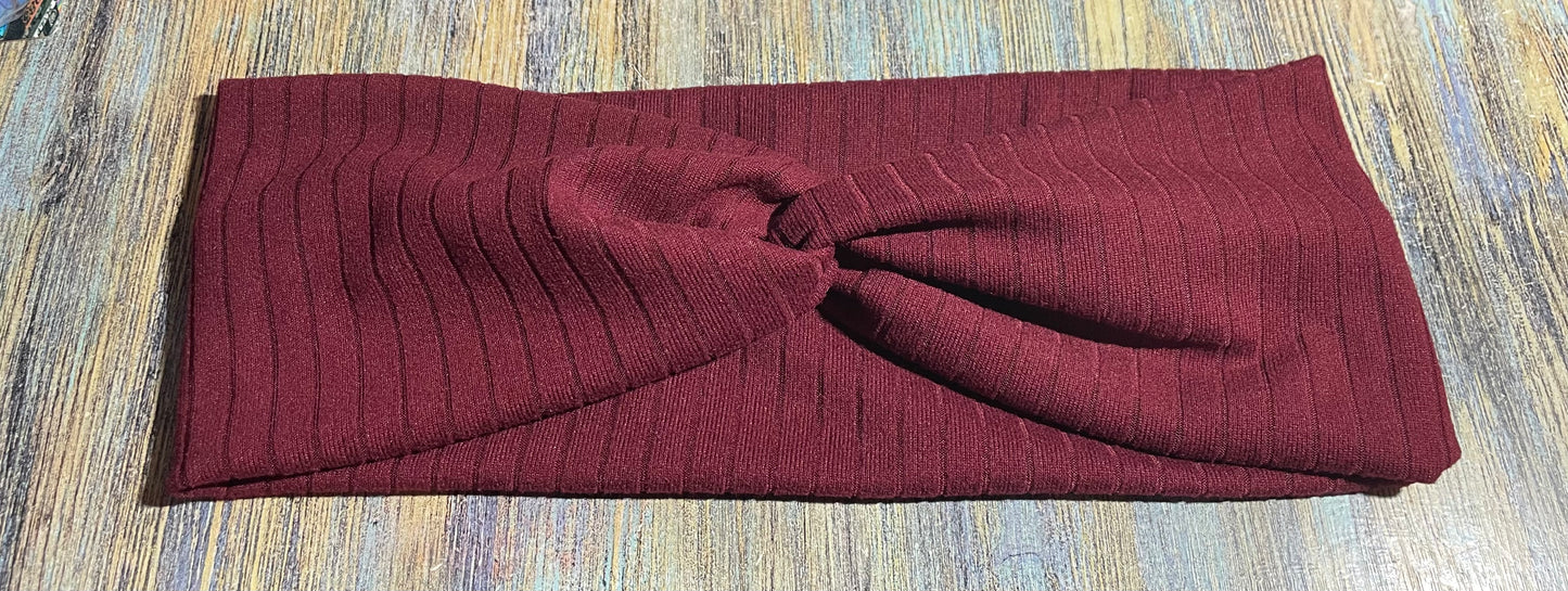 Burgundy ribbed headbands (child)